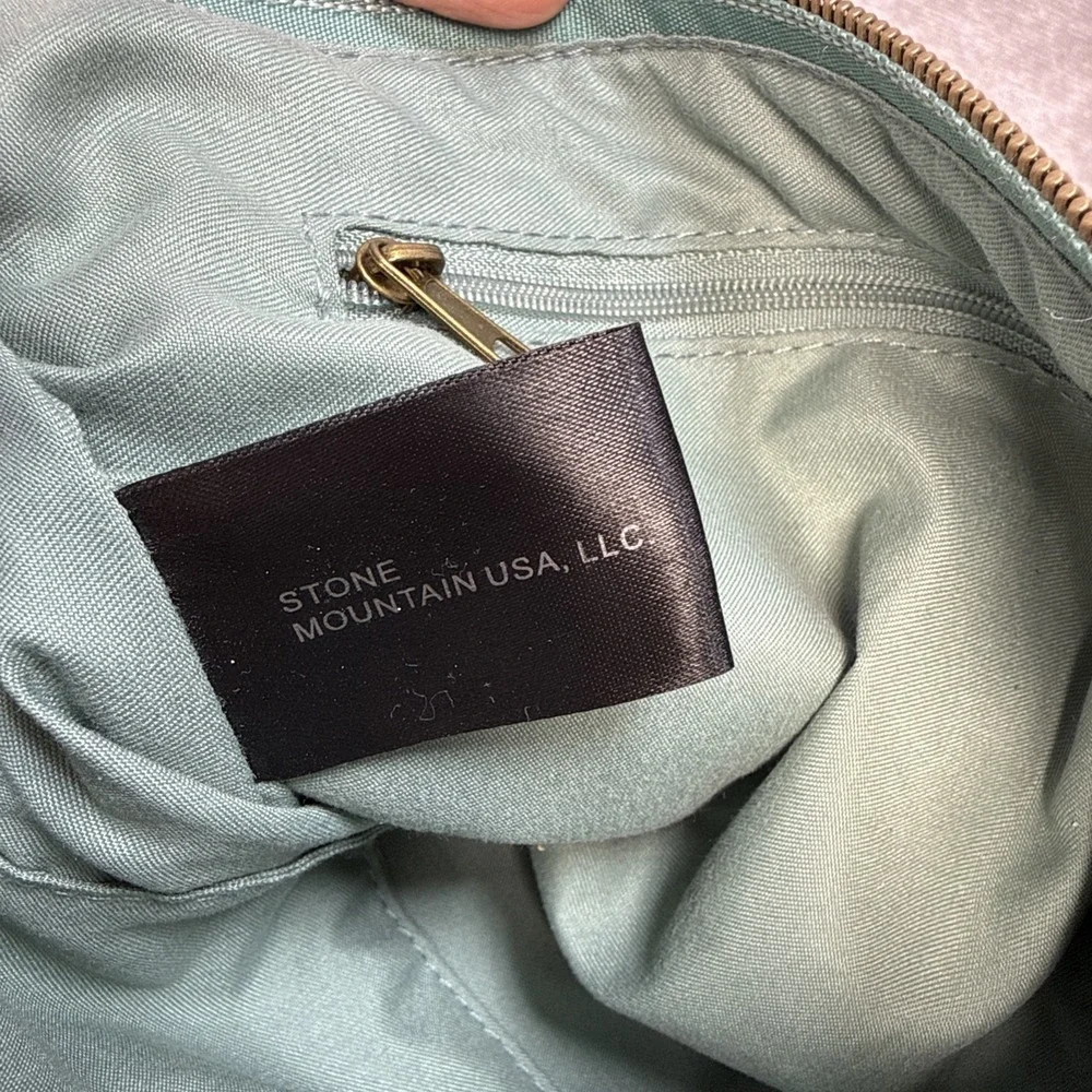 Stone Mountain USA Teal Real‎ Leather Crossbody Bag EUC